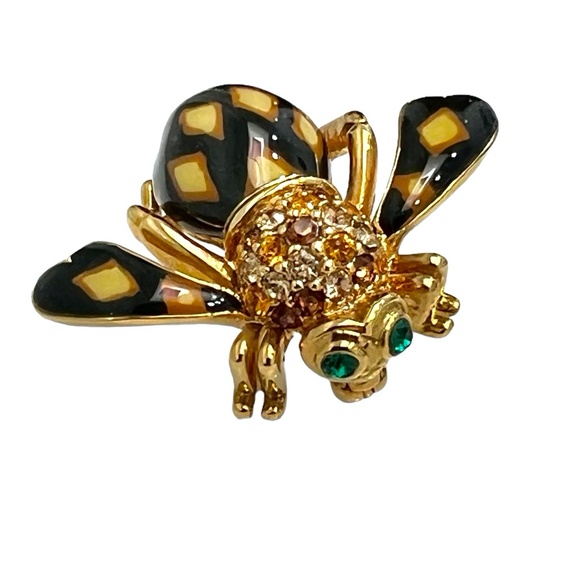 JOAN OF THE JUNGLE JOAN RIVERS ENAMEL BLACK BROOCH - Picture 11 of 16